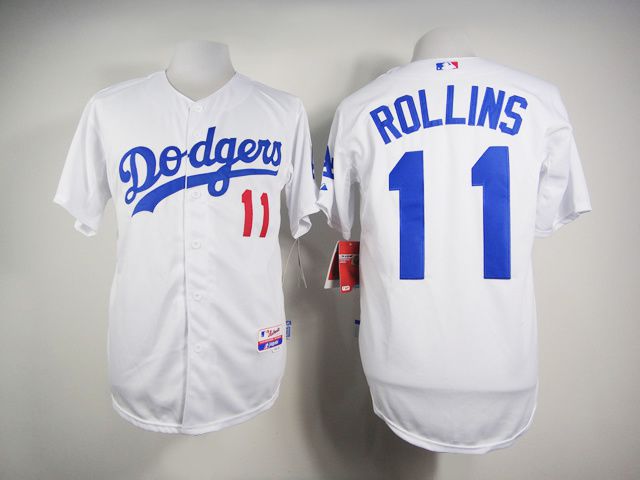 Men Los Angeles Dodgers #11 Rollins White MLB Jerseys->los angeles dodgers->MLB Jersey